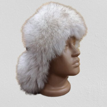 Дамска ушанка от естествена кожа и косъм от лисица